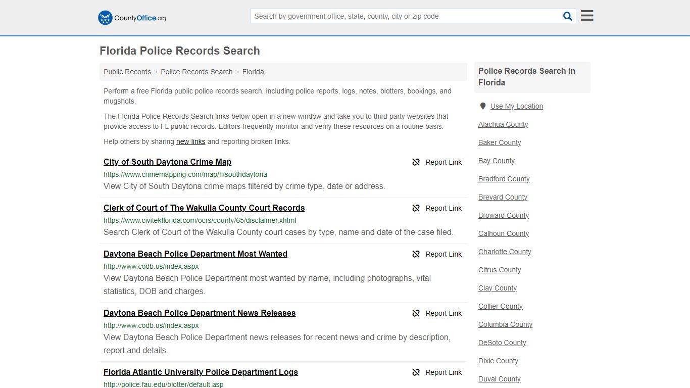 Police Records Search - Florida (Accidents & Arrest Records)